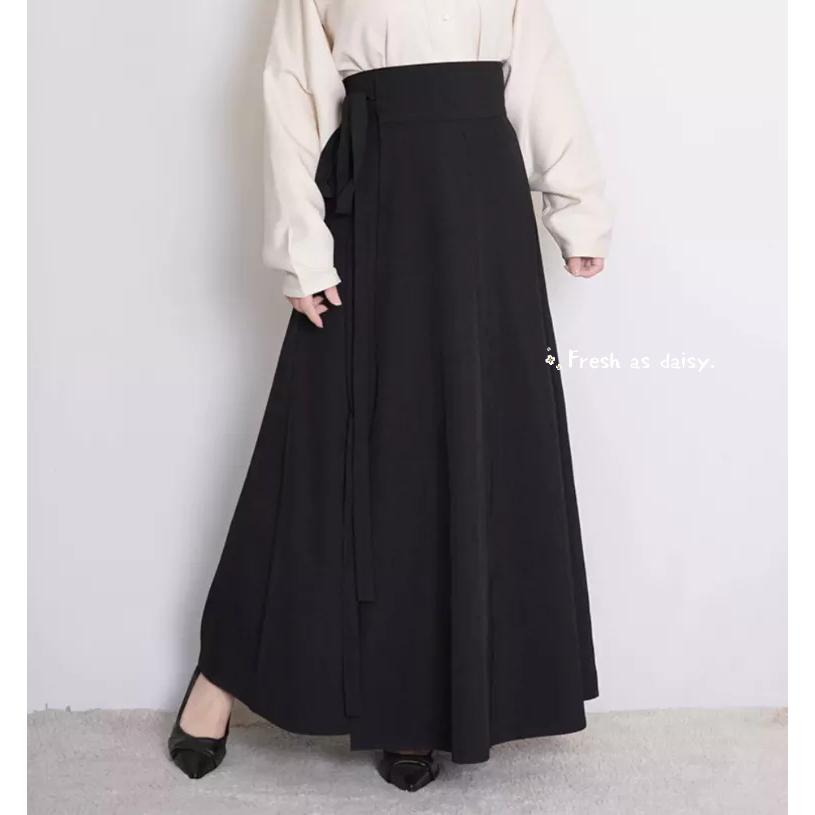 ｜春日醒｜素裳🌼日常漢服春秋冬中式漢服少女漢服齊腰一片式綁帶素色八破裙半身裙-細節圖6