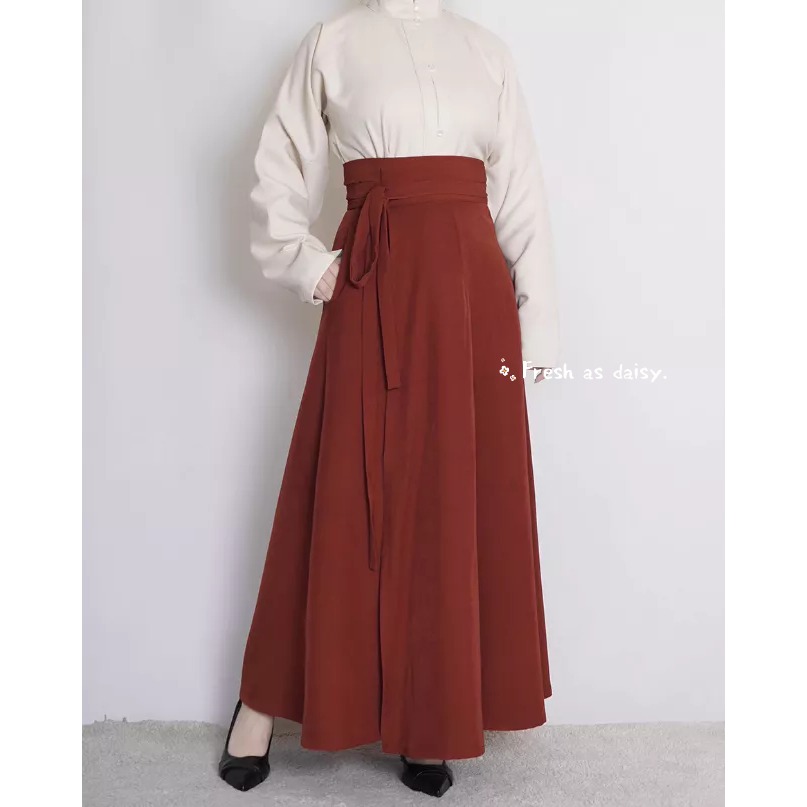 ｜春日醒｜素裳🌼日常漢服春秋冬中式漢服少女漢服齊腰一片式綁帶素色八破裙半身裙-規格圖8