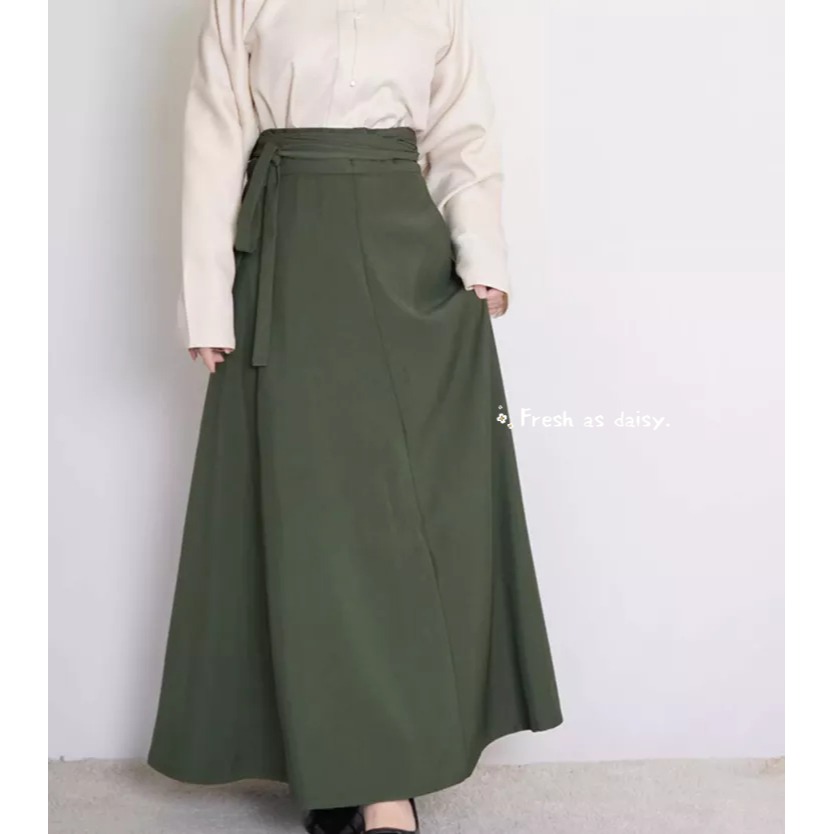｜春日醒｜素裳🌼日常漢服春秋冬中式漢服少女漢服齊腰一片式綁帶素色八破裙半身裙-規格圖8