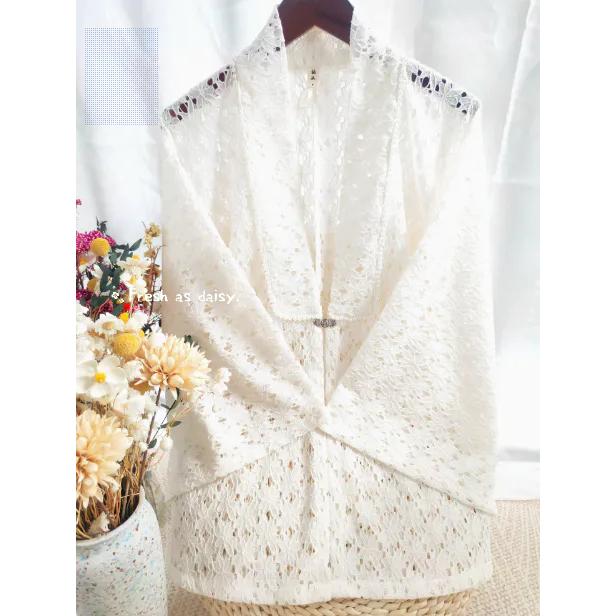 l春日醒 l窗花剪紙🌼預購日常改良漢服明制珍珠半袖蕾絲衫開叉女春夏對襟短衫開衫外套-細節圖3
