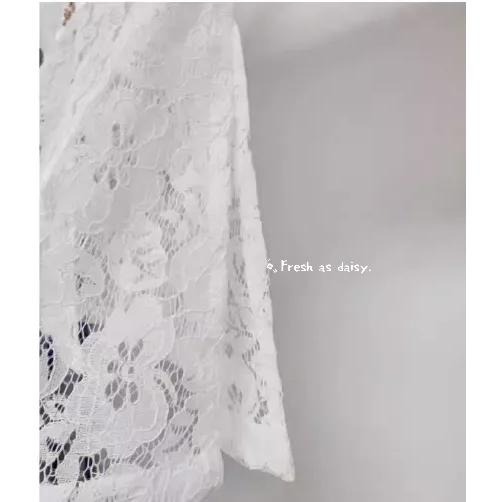 l春日醒 l窗花剪紙🌼預購日常改良漢服明制珍珠半袖蕾絲衫開叉女春夏對襟短衫開衫外套-細節圖6