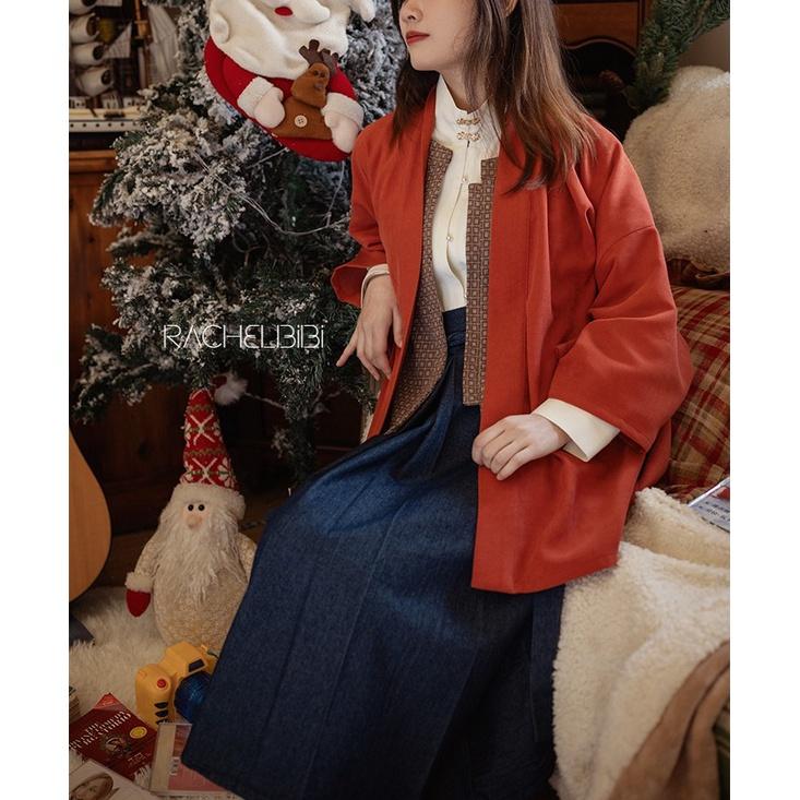 ｜春日醒｜如三月兮🌼日常漢服改良式漢服對襟衫開衫外套宋制通勤百搭素色秋冬長袖現貨-細節圖5