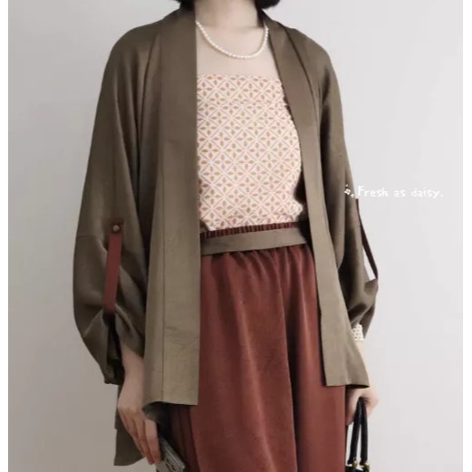 ｜春日醒｜韶華🌼日常漢服改良式漢服對襟衫飛機袖開衫外套宋制通勤百搭素色春秋長袖-細節圖2