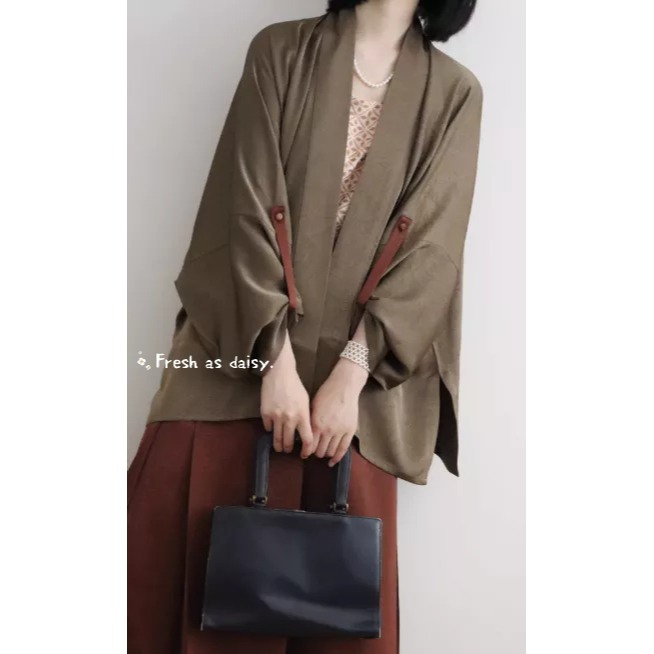 ｜春日醒｜韶華🌼日常漢服改良式漢服對襟衫飛機袖開衫外套宋制通勤百搭素色春秋長袖-細節圖3