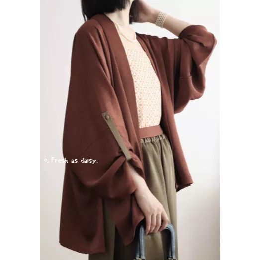｜春日醒｜韶華🌼日常漢服改良式漢服對襟衫飛機袖開衫外套宋制通勤百搭素色春秋長袖-細節圖4