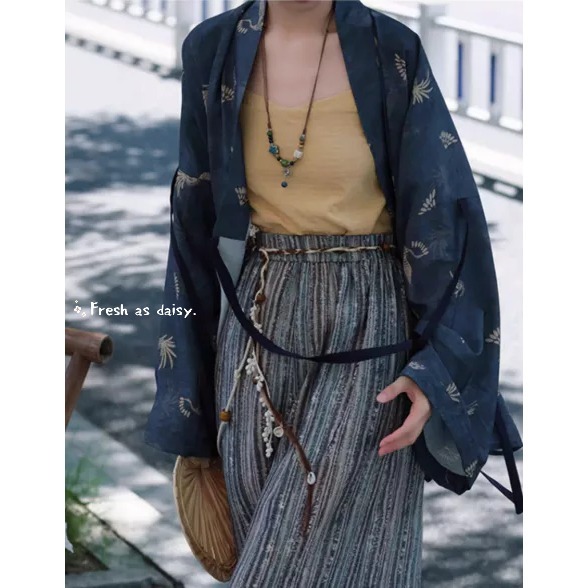 ｜春日醒｜鶴語松上月🌼日常漢服改良式漢服對交穿對襟衫開衫春夏防曬外套通勤百搭-細節圖6