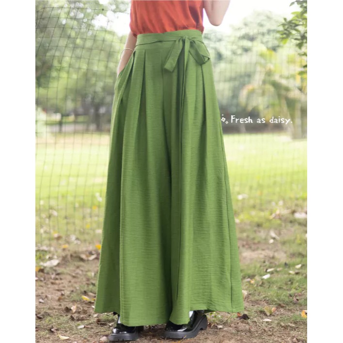 ｜春日醒｜渡夏🌼新款中式預購春夏闊腿褲寬褲宋褲通勤休閒百搭鬆緊腰素色改良文青漢服-規格圖9