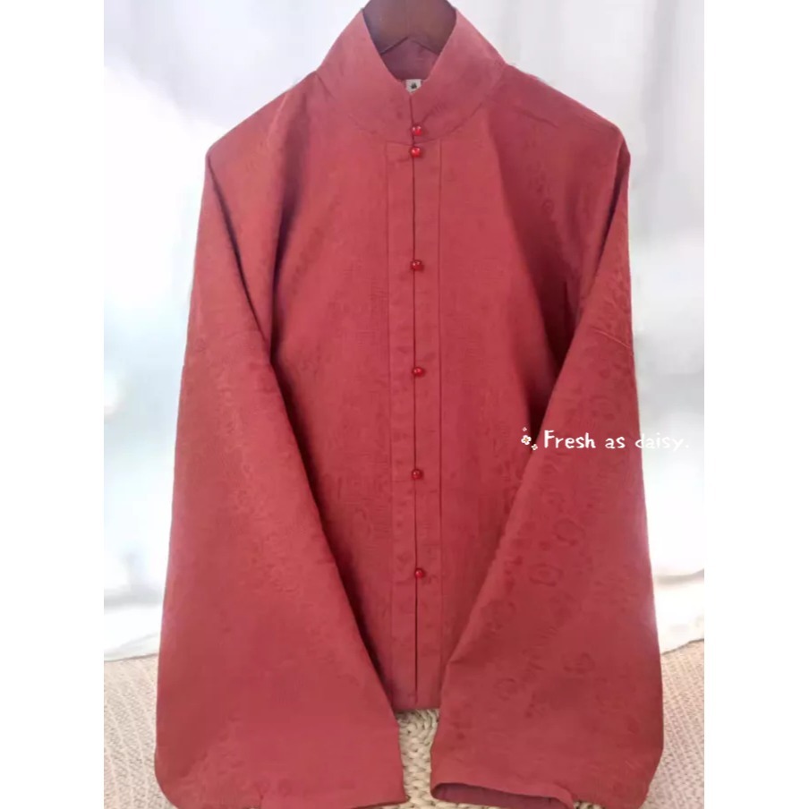｜春日醒｜寄春君🌼日常漢服改良式漢服明制百搭素色立領對襟琵琶袖日常通勤長袖上衣-細節圖7