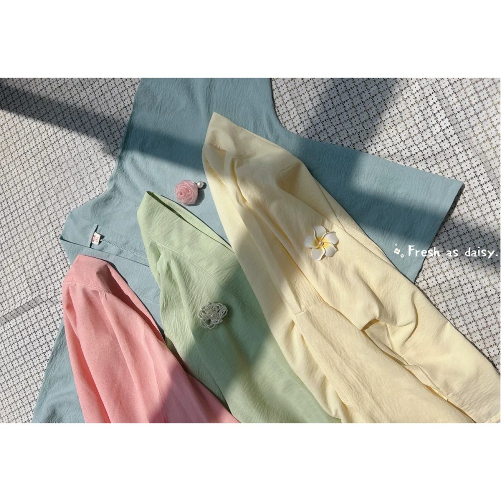 ｜春日醒｜彩夏🌼改良式漢服日常漢服漢服女裝漢服上衣飛機袖開衫多色素色簡約外套宋制春夏少女-細節圖2
