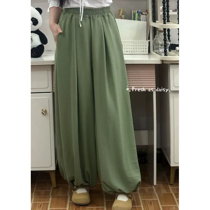 ｜春日醒｜今夕🌼新款中式預購春夏闊腿褲寬褲燈籠褲通勤休閒百搭鬆緊腰素色改良文青漢服-規格圖8