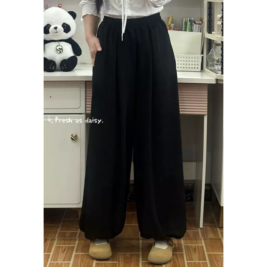｜春日醒｜今夕🌼新款中式預購春夏闊腿褲寬褲燈籠褲通勤休閒百搭鬆緊腰素色改良文青漢服-規格圖8