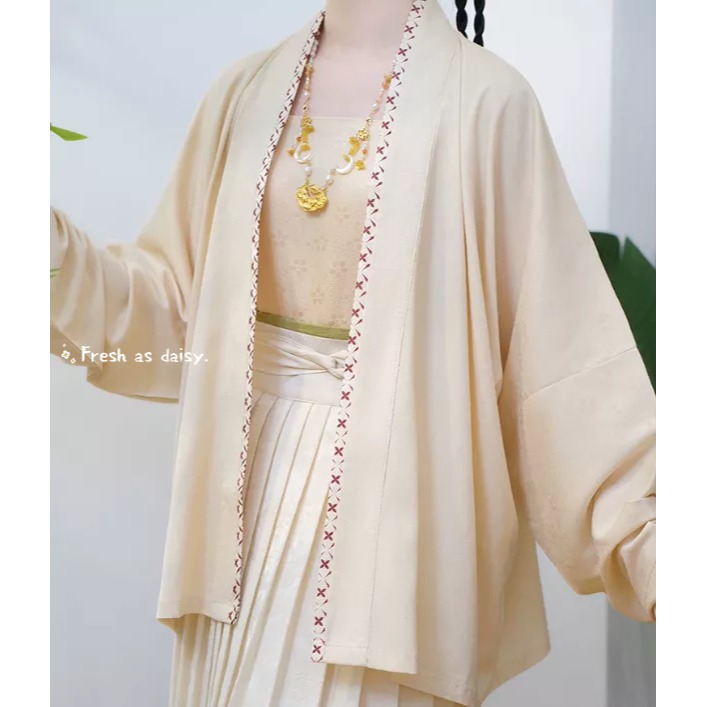 ｜春日醒｜飛花令🌼改良式漢服日常漢服漢服女裝漢服飛機袖上衣開衫多色素色簡約外套宋制春夏少女-細節圖2