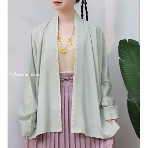 ｜春日醒｜飛花令🌼改良式漢服日常漢服漢服女裝漢服飛機袖上衣開衫多色素色簡約外套宋制春夏少女-細節圖5