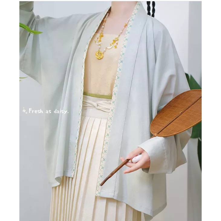 ｜春日醒｜飛花令🌼改良式漢服日常漢服漢服女裝漢服飛機袖上衣開衫多色素色簡約外套宋制春夏少女-細節圖6