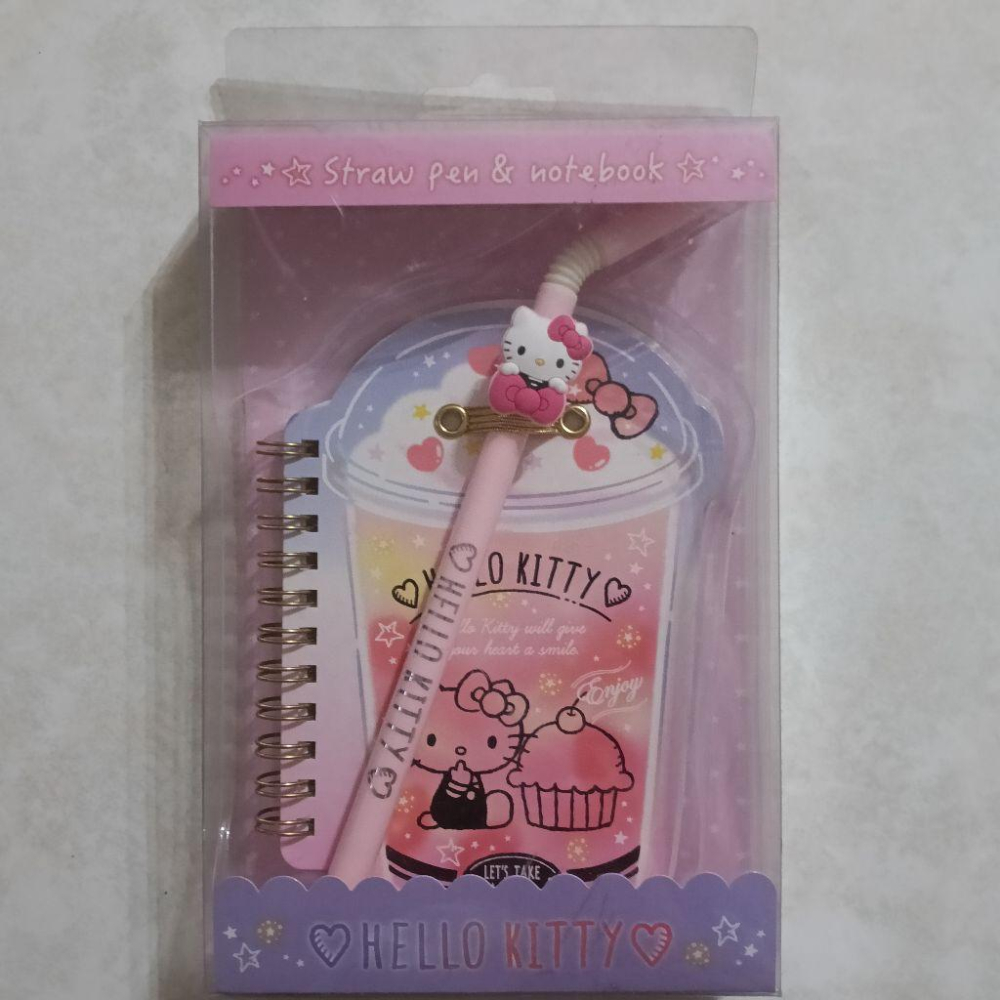 Sanrio 三麗鷗 Hello Kitty 凱蒂貓 飲料造型筆記本附吸管造型筆-細節圖2