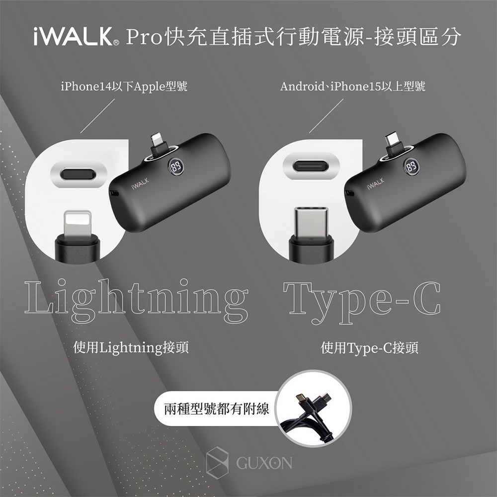 【iWALK】Pro 五代 Lightning / Type-C 快充數顯版 直插式口袋電源 行動電源 4800mAh-細節圖4