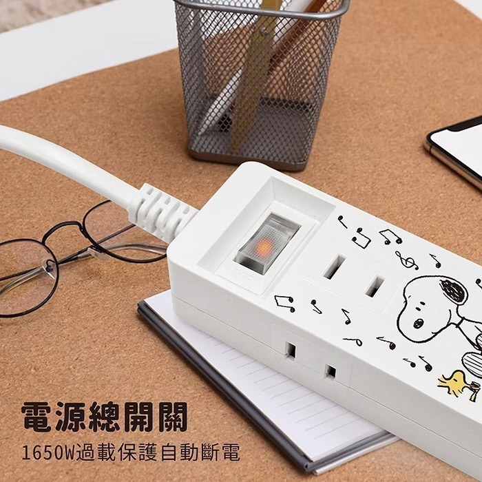 【限時購】【SNOOPY史努比】PD+QC 一開三插+USB 延長用電源線/延長線1.2M/4尺(附紅屋造型防塵塞)-細節圖6