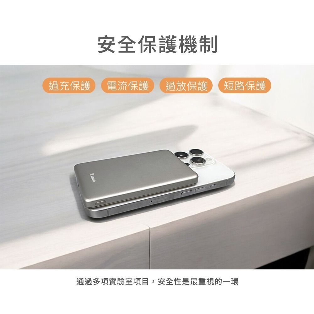 【Timo】20W PD超薄磁吸無線快充行動電源5000mAh-細節圖7