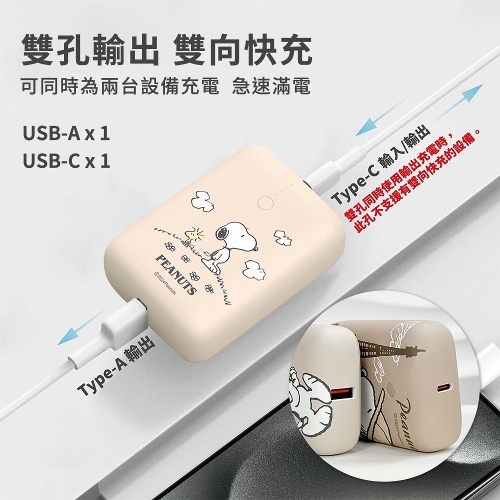 【限時購】【SNOOPY史努比】小圓寶 12000series PD雙向快充 行動電源-細節圖5