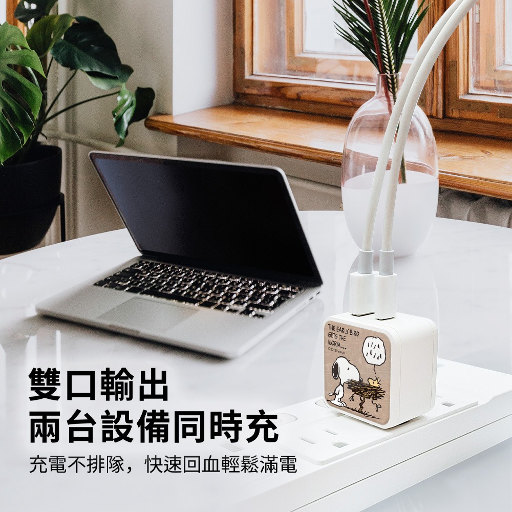 【SNOOPY史努比】夾心玻璃系列 40W PD+QC 輕巧充電器/快充頭-細節圖4