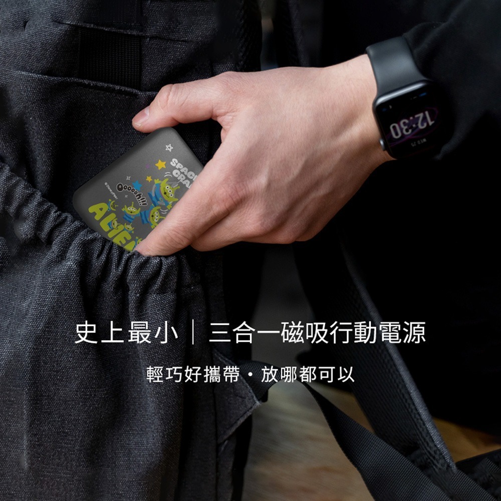 【限時購】【Disney迪士尼】經典角色系列 魔方 三合一磁吸無線充行動電源 10000mAh-細節圖3