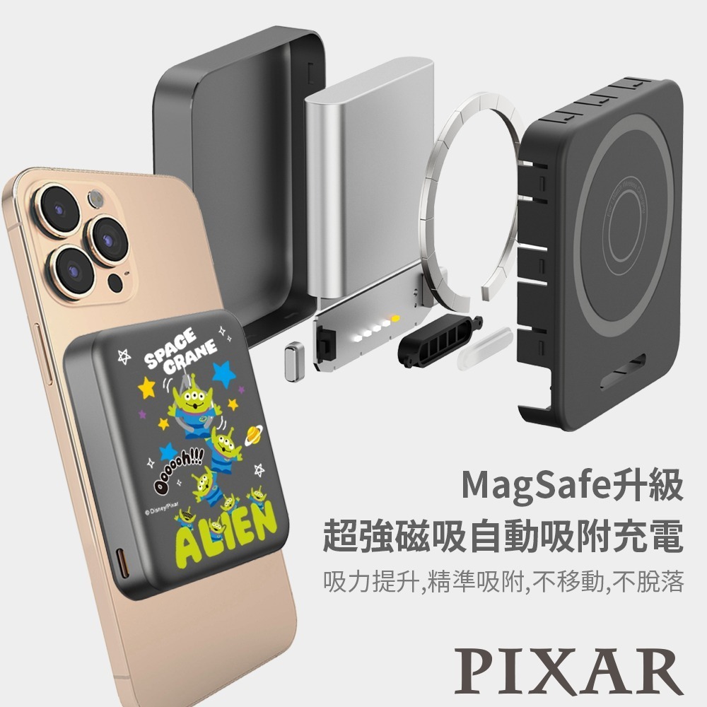 【限時購】【Disney迪士尼】經典角色系列 魔方 三合一磁吸無線充行動電源 10000mAh-細節圖5