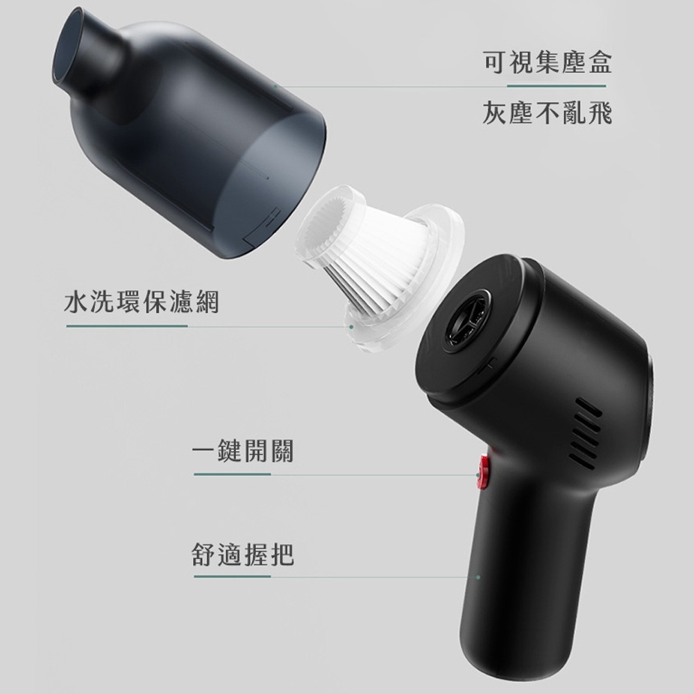 【Timo】北歐風USB充電式無線手持吸塵器/車用吸塵器-細節圖5
