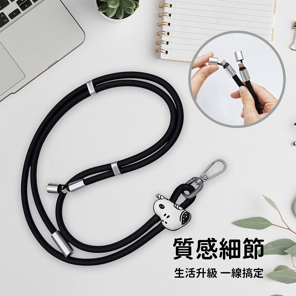 【SNOOPY史努比】Type-C to Type-C 二合一 65W PD 急速充電手機掛繩組(附造型夾片)-細節圖4