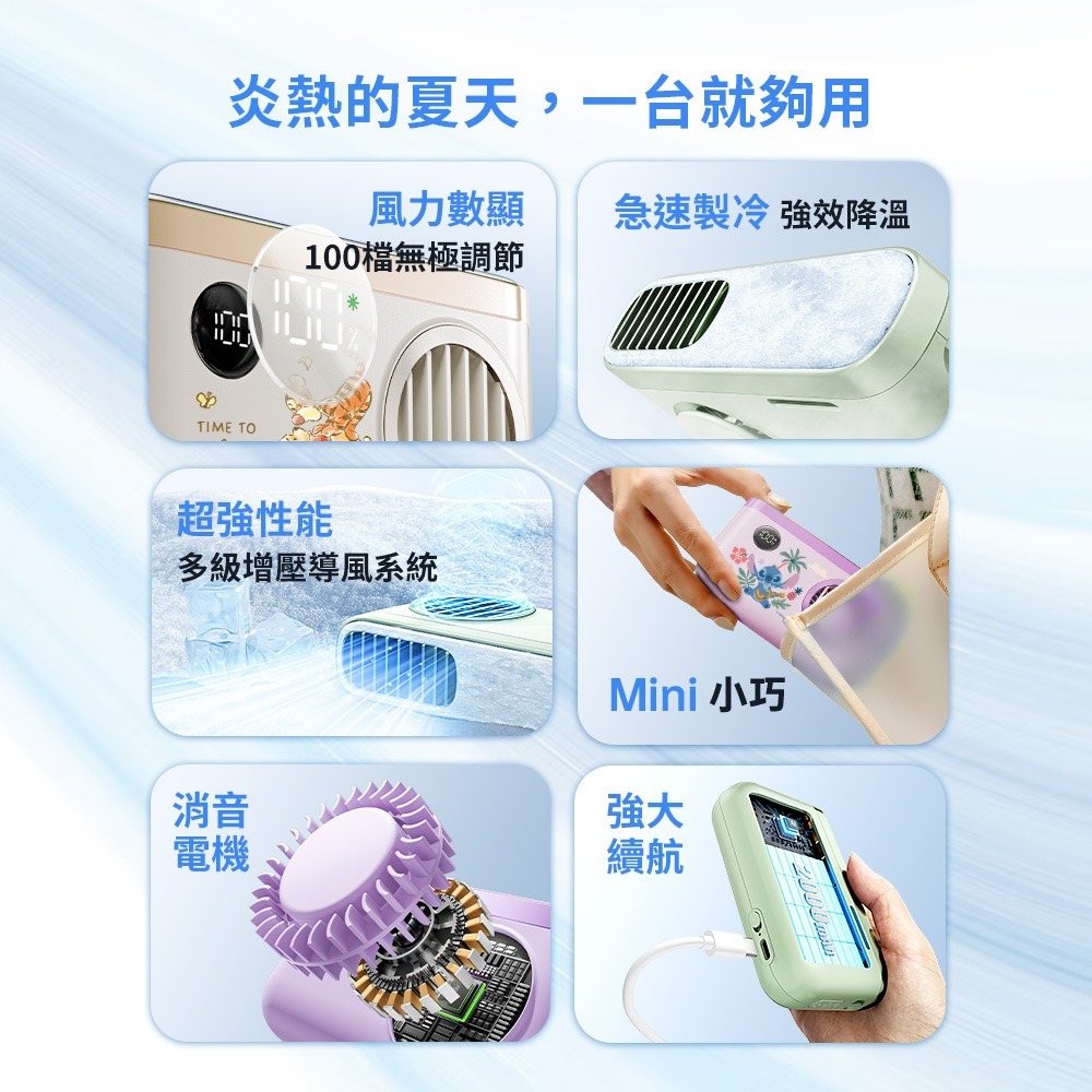 【Disney 迪士尼】經典角色系列 100檔 冰鎮頸掛上吹風扇/冰風扇-細節圖2