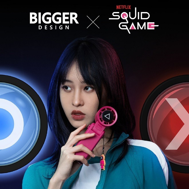 【BIGGER X 魷魚遊戲】COCOLD冰感摺疊製冷風扇 附掛繩 附吊飾盲袋-細節圖2