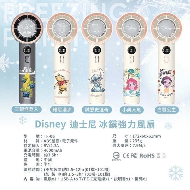 【限時購】Disney迪士尼 經典角色系列 101檔 冰鎮強力風扇/冰風扇-細節圖6