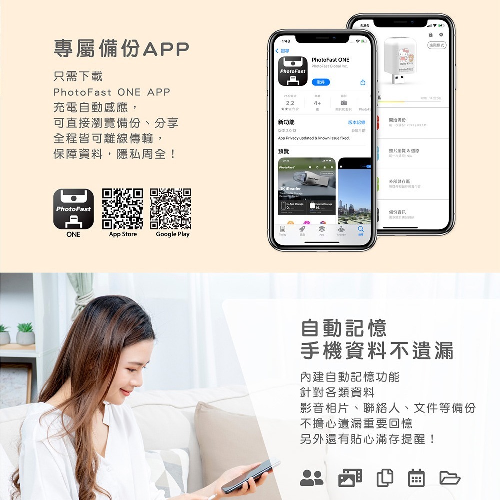 Photofast x Hello Kitty 雙系統自動備份方塊(iOS/Android通用)-公仔款-細節圖5