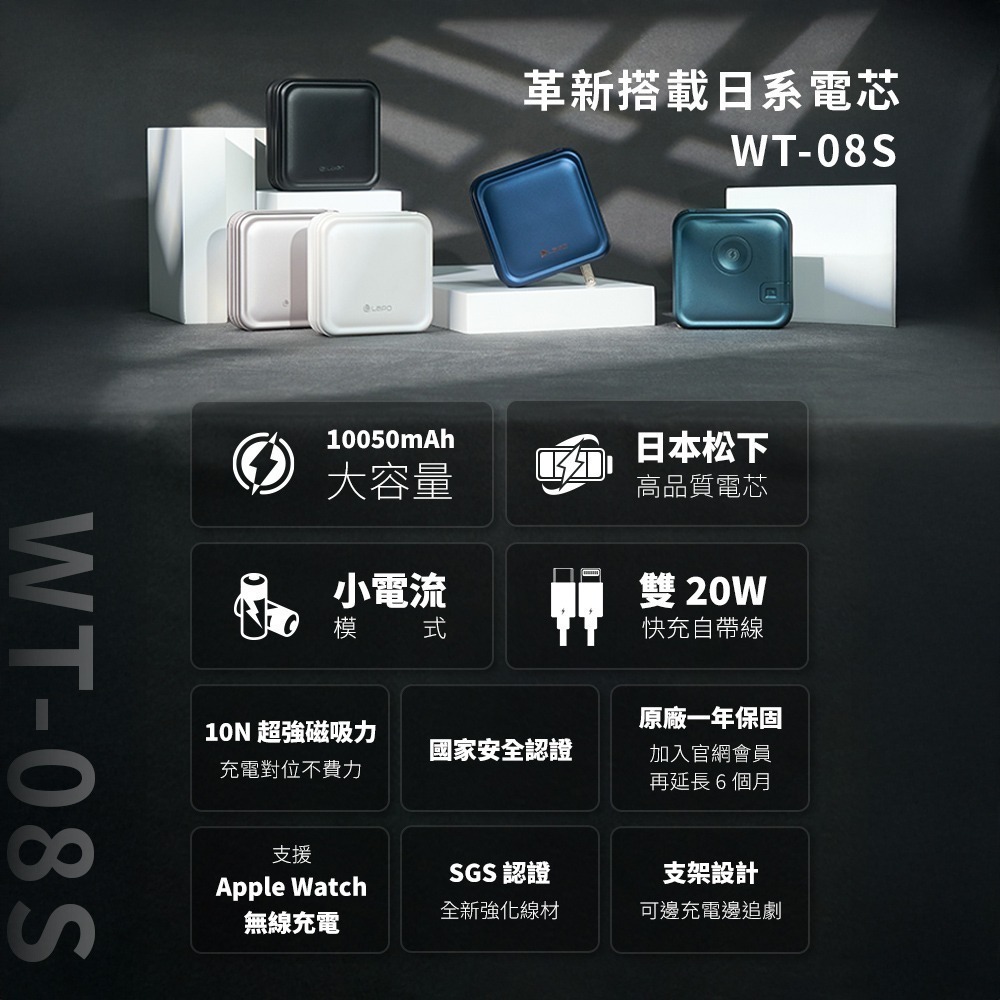 【LaPO】日本松下電芯全功能無線充電行動電源 10050mAh(WT-08S)-細節圖2