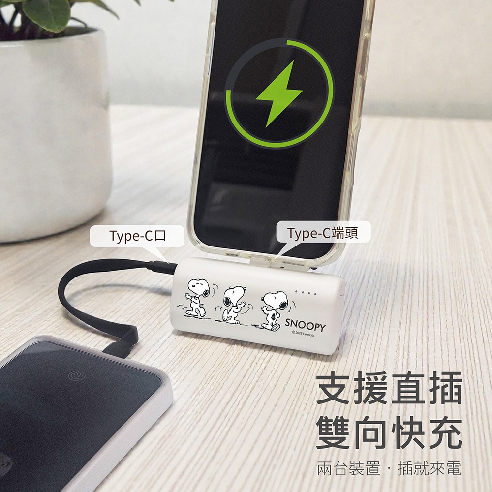 【SNOOPY史努比】Type-C 立體公仔大頭口袋充行動電源5000mAh(已標示18Wh)-細節圖4