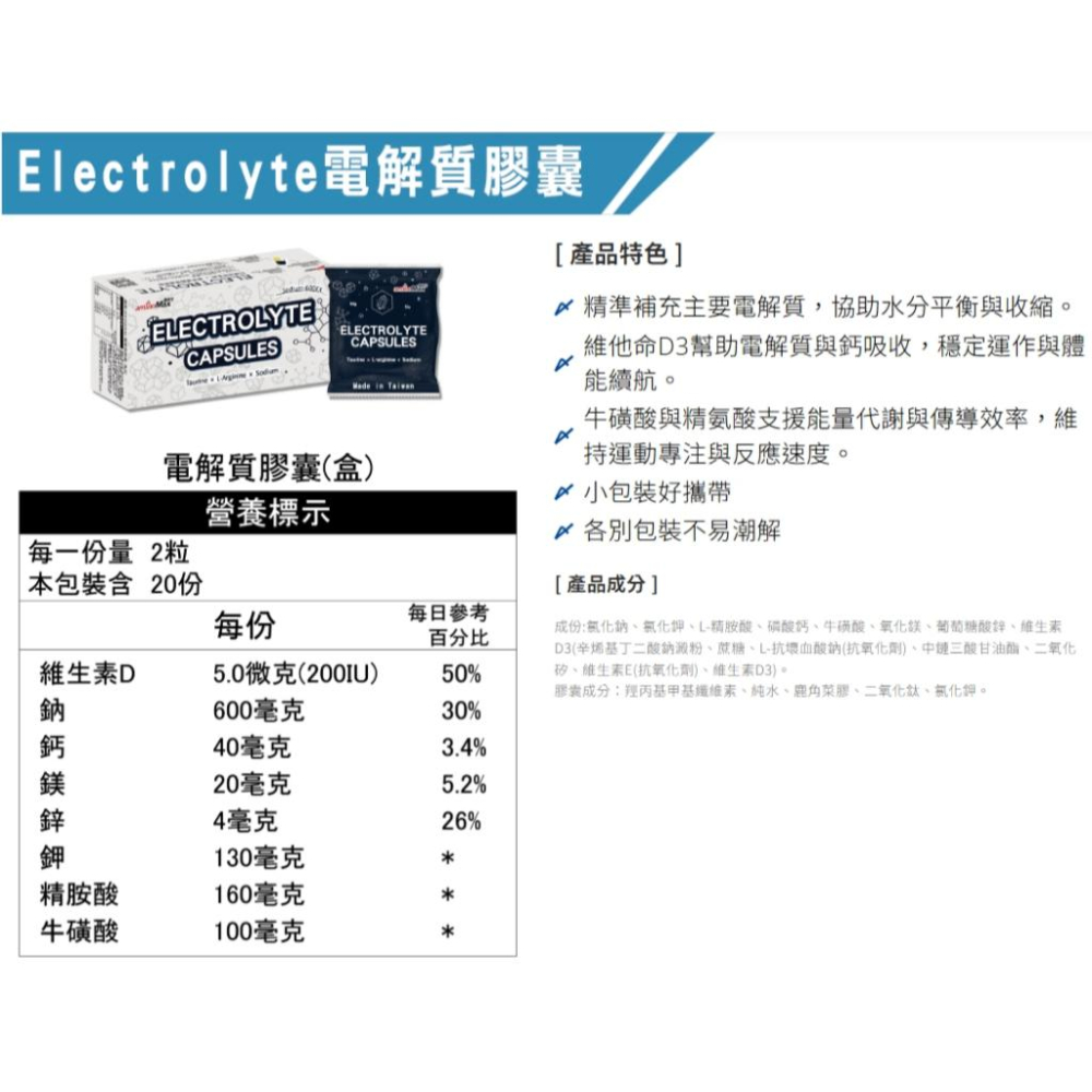 【單車元素】aminoMax 邁克仕 電解質膠囊 (20包/盒)-細節圖3