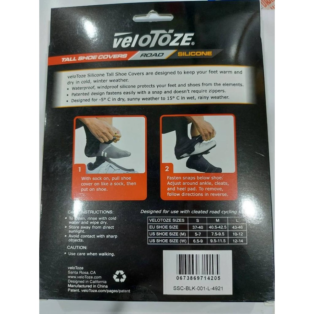 【單車元素】VELOTOZE 矽膠長筒鞋套 快扣式 黑色/白色 矽膠材質 防水防風-細節圖3