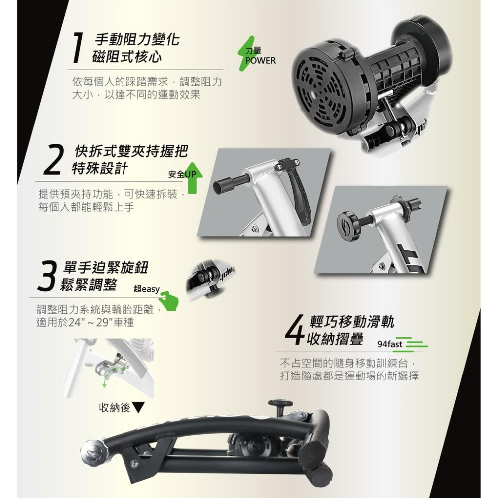 【單車元素】現貨 GIANT 捷安特 磁阻式 訓練台 GIANT CYCLOTRON mag II 手動式磁阻 藍色-細節圖3