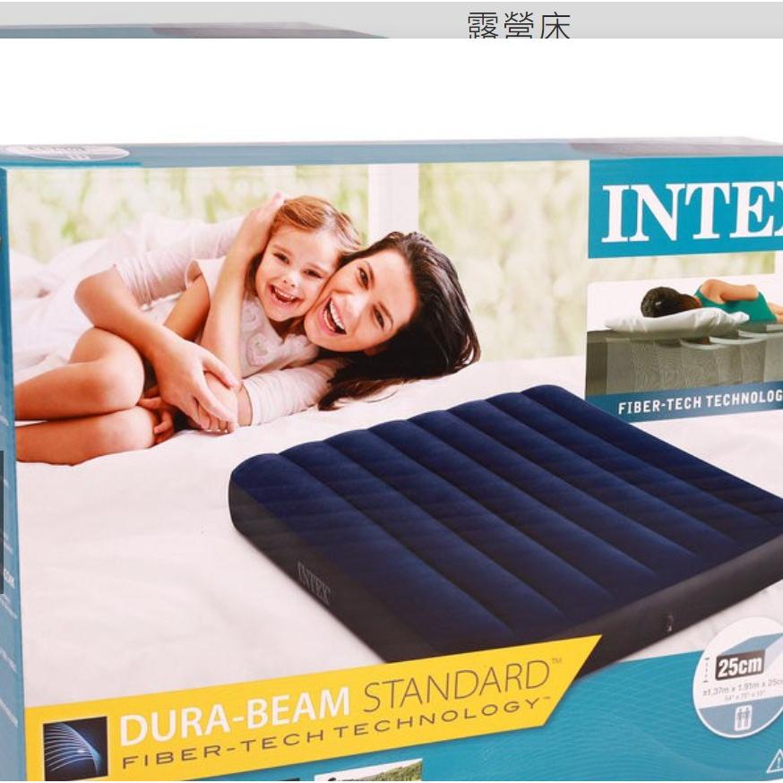 INTEX 64758 新款線拉結構FIBER TECH 雙人防水植絨 充氣床 137*191*25cm 露營床藏青色-細節圖8