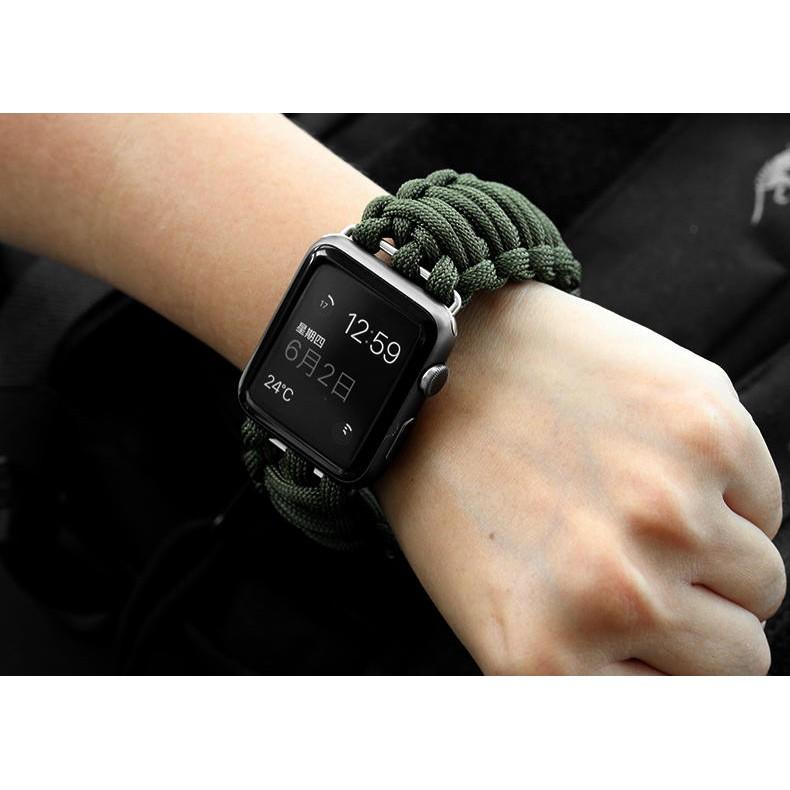 EDC軍規蘋果手表APPLE Watch軍綠色錶帶Apple Watch 1/2/3/代 42mm 錶带7芯傘繩-細節圖4