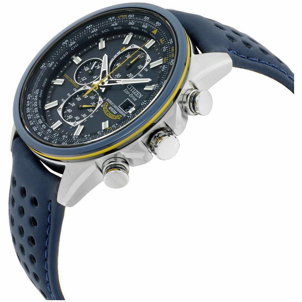 日本星辰CITIZEN Eco-Drive藍天使電波校正大表盤43mm 皮帶男錶AT8020-03L 藍寶石20atm-細節圖4