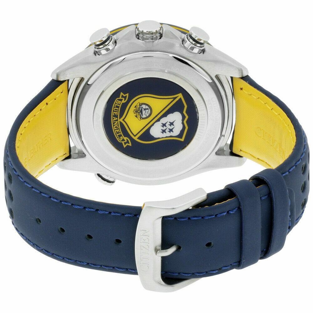 日本星辰CITIZEN Eco-Drive藍天使電波校正大表盤43mm 皮帶男錶AT8020-03L 藍寶石20atm-細節圖5