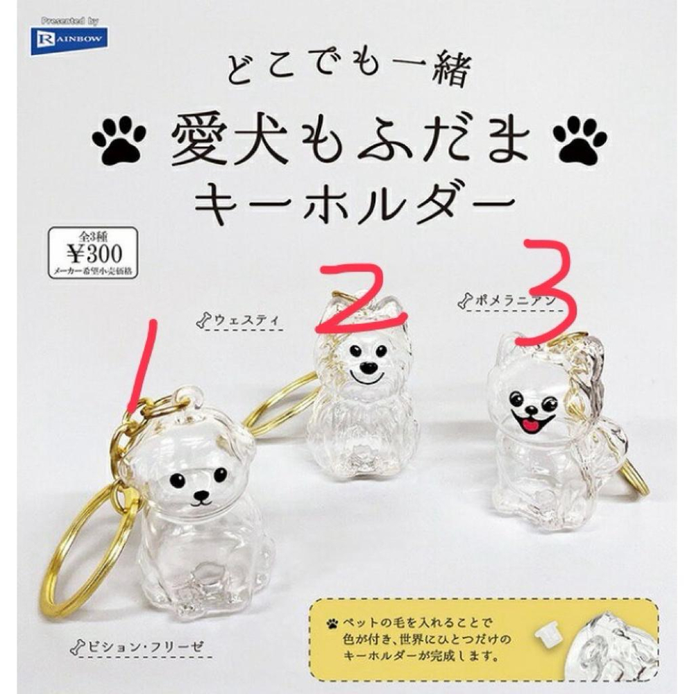 「12/11現貨」 Rianbow愛犬透明吊飾扭蛋共三款-細節圖2