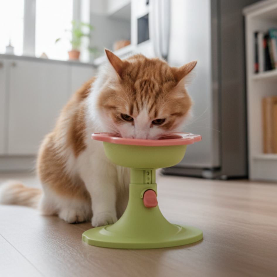 大口徑升降寵物碗｜可調節增高碗 貓狗通用 陶瓷碗組 防滑護頸 寵物餐碗 扁臉友好-細節圖4