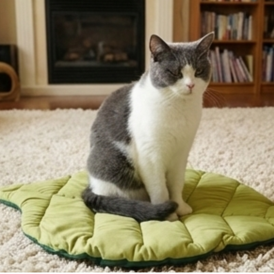 森林系療癒葉子睡墊｜可折疊收納 四季適用 貓床 寵物地墊 睡床-細節圖3