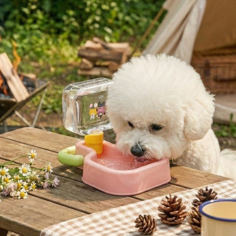 Keevi外出拎拎水壺｜外出碗 遛狗喝水器 隨行杯 大容量 折疊碗 馬卡龍寵物水壺-細節圖4