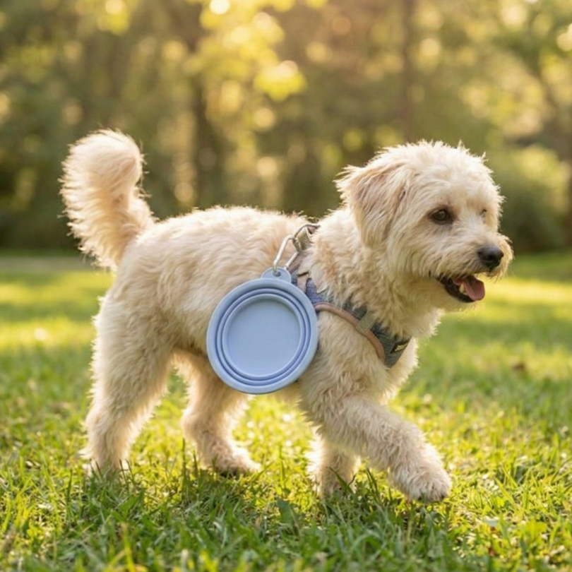 【輕量隨行】寵物矽膠折疊碗｜外出喝水/餵食兩用 登山散步便攜碗 附掛勾 狗狗貓咪適用 抗摺耐用 寵物外出用品-細節圖2