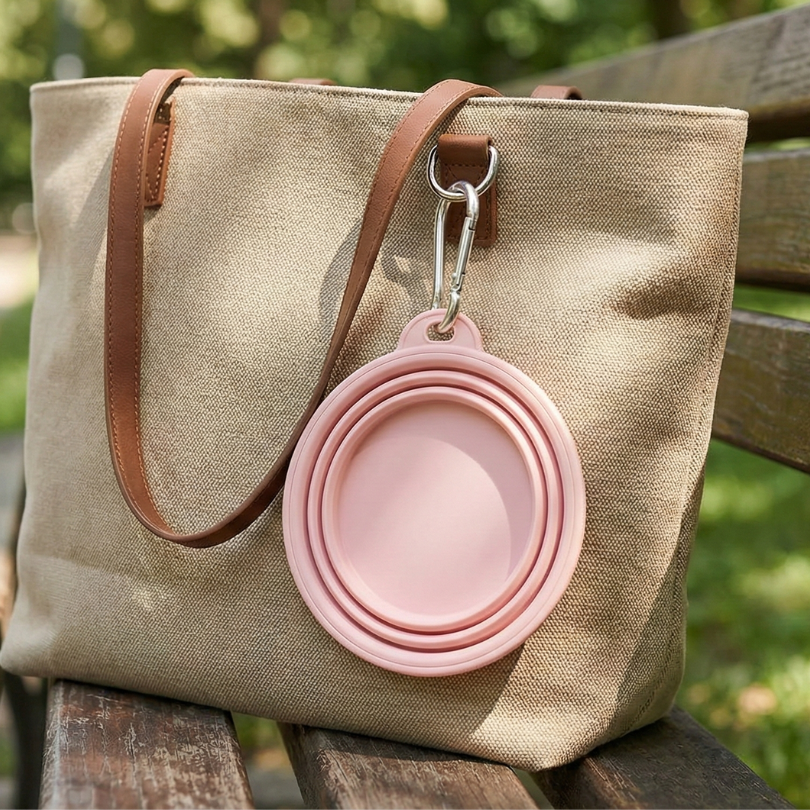 【輕量隨行】寵物矽膠折疊碗｜外出喝水/餵食兩用 登山散步便攜碗 附掛勾 狗狗貓咪適用 抗摺耐用 寵物外出用品-細節圖3