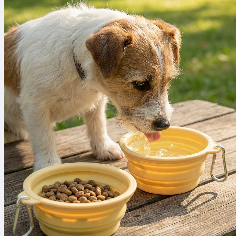 【輕量隨行】寵物矽膠折疊碗｜外出喝水/餵食兩用 登山散步便攜碗 附掛勾 狗狗貓咪適用 抗摺耐用 寵物外出用品-細節圖7