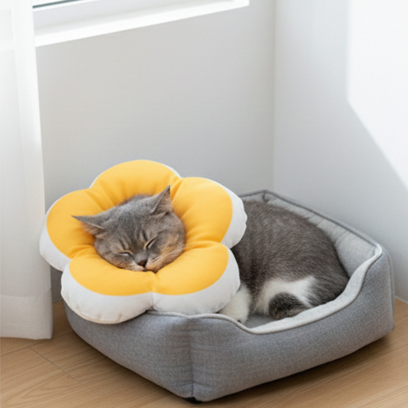 【萌寵復原首選】花朵柔軟防舔頭套｜貓狗通用 術後防舔咬 舒適不壓頸 脖圍可調 柔軟棉質防抓圈 結紮復原必備-細節圖7