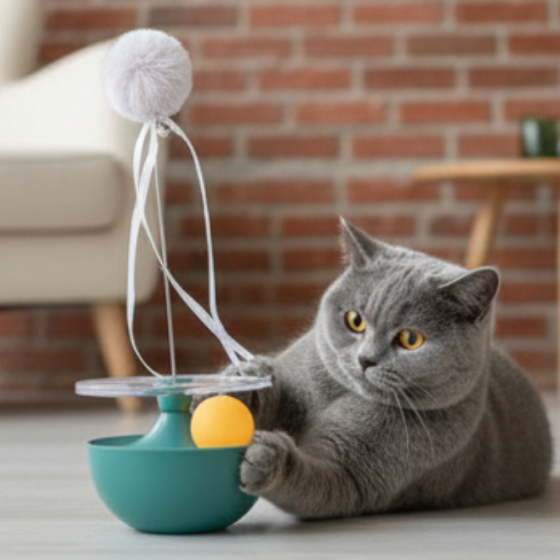 耍廢救星！自嗨不倒翁軌道樂園逗貓玩具｜貓玩具 自嗨神器 互動逗貓棒 滾球 軌道玩具 貓益智玩具 解悶神器-細節圖6